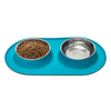 MESSY MUTTS DOUBLE FEEDER 1.5 CUP BLUE-Four Muddy Paws