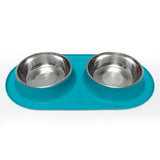 MESSY MUTTS DOUBLE FEEDER 1.5 CUP BLUE-Four Muddy Paws
