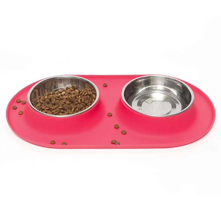 MESSY MUTTS DOUBLE FEEDER 1.5 CUP Red-Four Muddy Paws