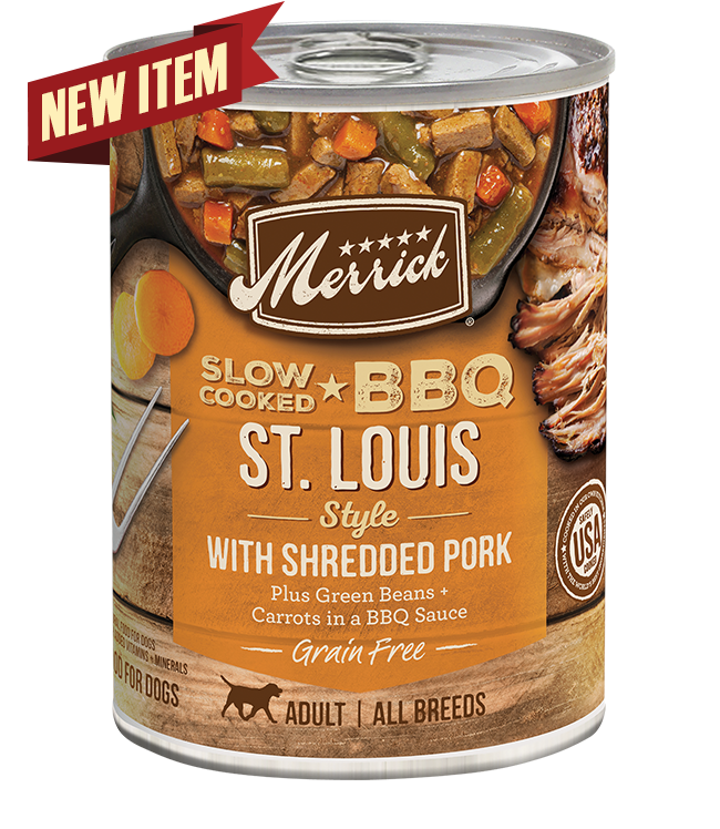 Merrick Slow Cooked BBQ St. Louis Style Pork Dog 12.7OZ-Four Muddy Paws