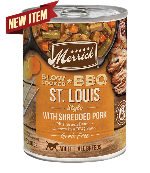 Merrick Slow Cooked BBQ St. Louis Style Pork Dog 12.7OZ-Four Muddy Paws