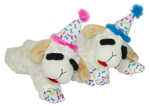 Multipet Dog Lamb Chop With Bday Hat 10.5"-Four Muddy Paws
