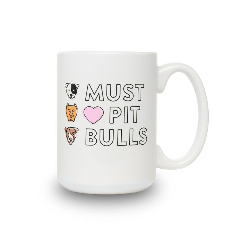 Must Love Pitbulls Mug 14oz-Four Muddy Paws
