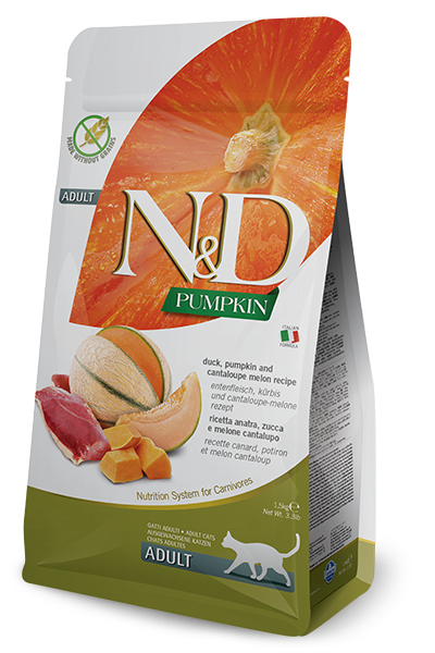 N&D PUMPKIN GRAIN FREE ADULT CAT DRY DUCK AND CANTALOUPE 3.3lb-Four Muddy Paws