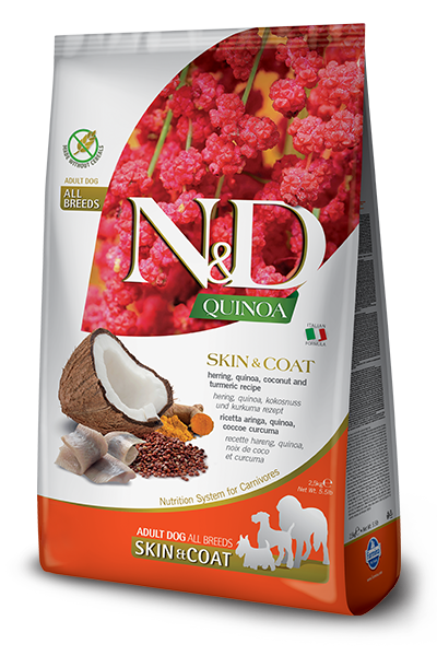 N&D QUINOA ADULT DOG DRY SKIN AND COAT HERRING 15.4LB-Four Muddy Paws