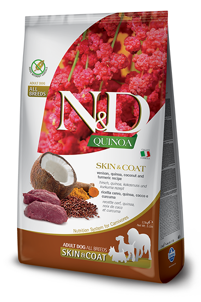 N&D QUINOA GRAIN FREE ADULT DOG DRY SKIN AND COAT VENISON 15.4lb-Four Muddy Paws