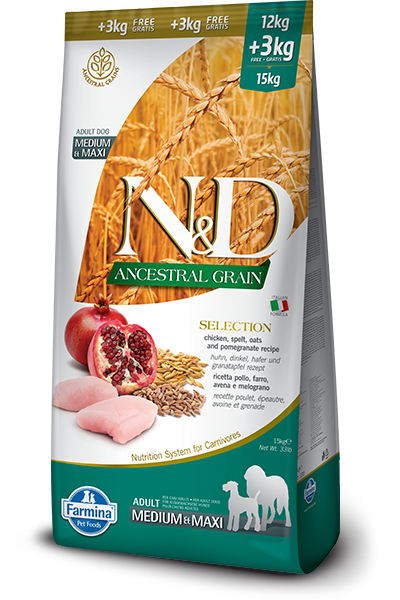 N&D Select Ancestral Grain Chicken & Pomegranate 33LB-Four Muddy Paws