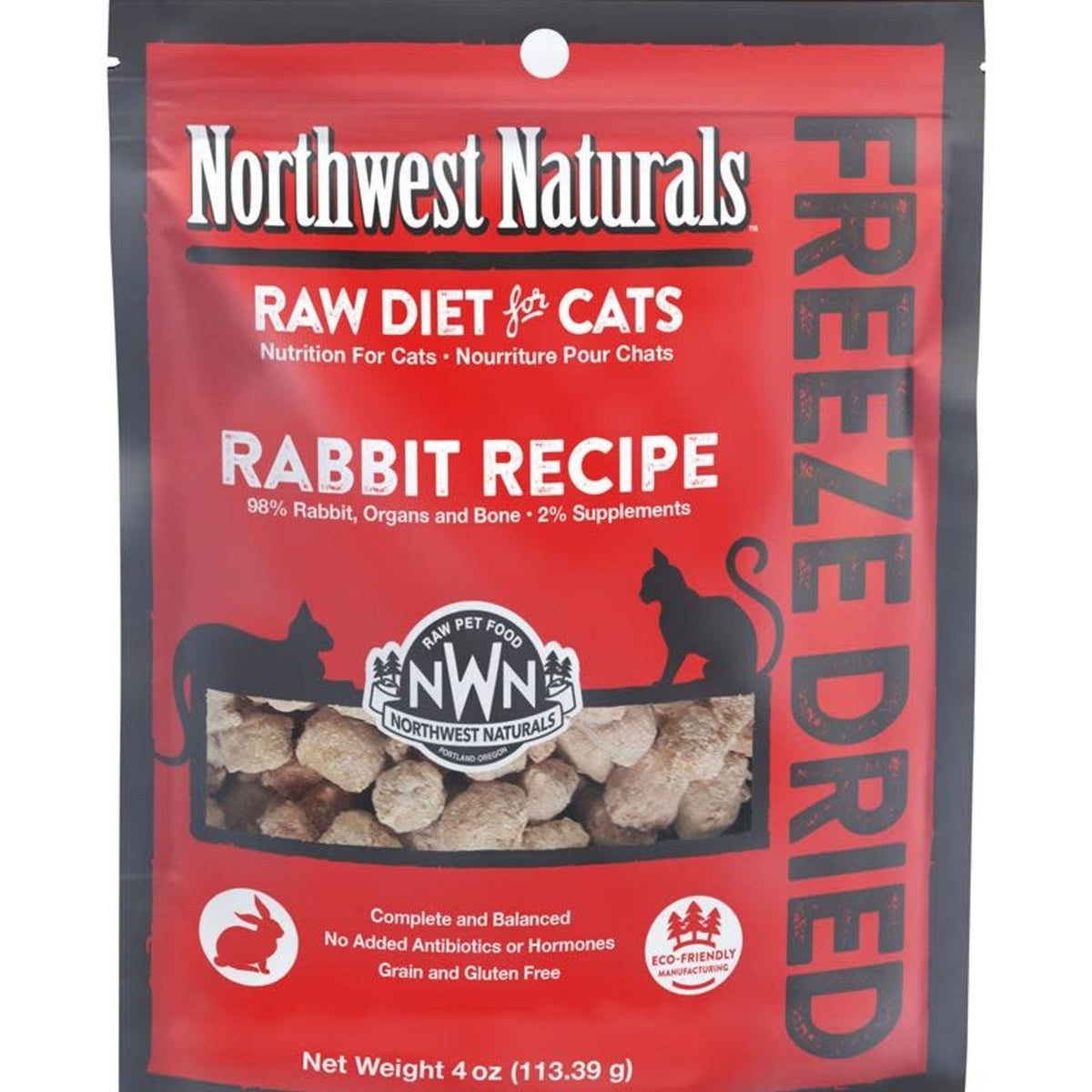 NORTHWEST NATURALS FREEZE DRIED CAT RABBIT NIBBLES 11OZ-Four Muddy Paws