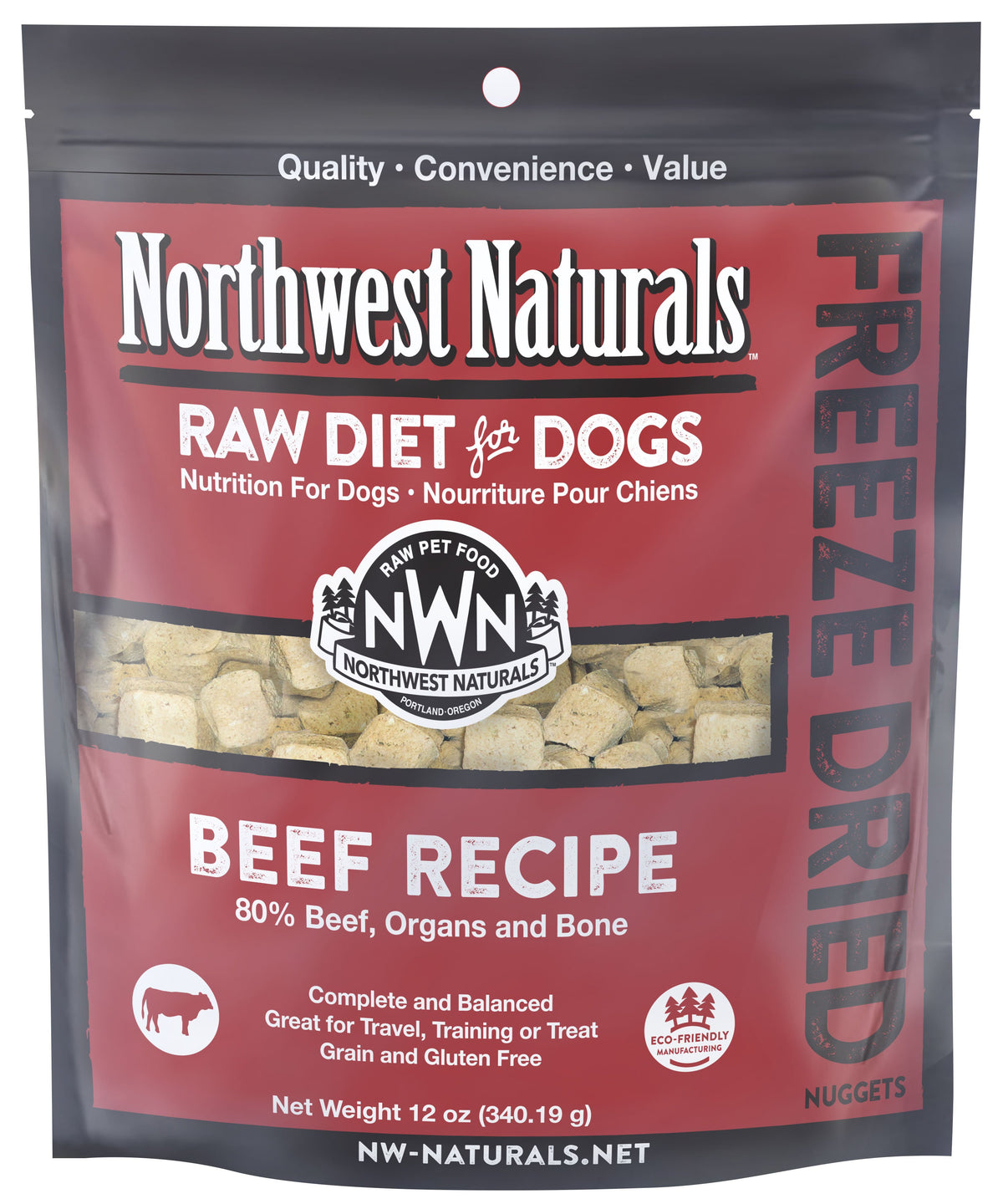 NORTHWEST NATURALS FREEZE DRIED DOG BEEF NUGGETS 12OZ-Four Muddy Paws