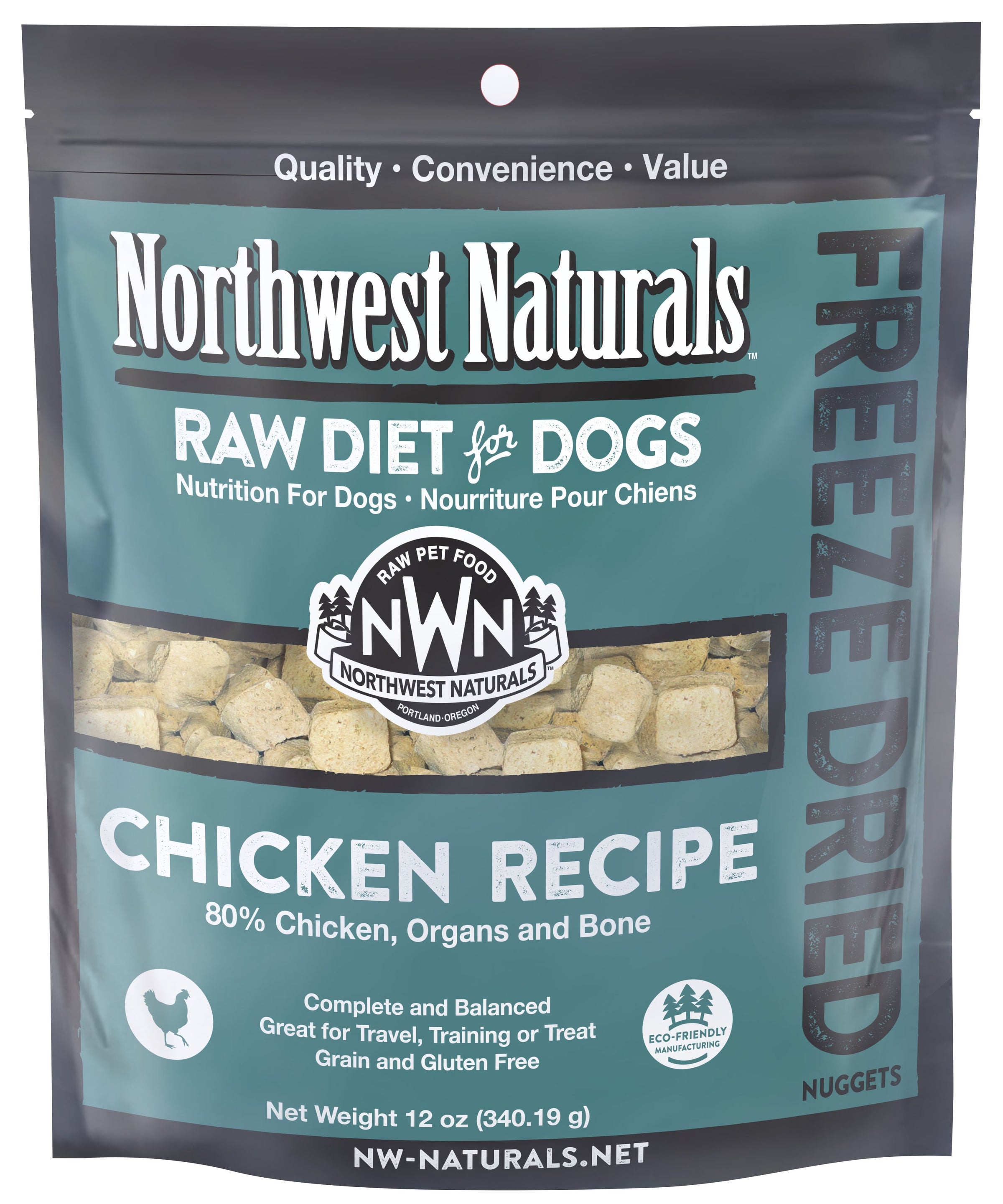 NORTHWEST NATURALS FREEZE DRIED DOG CHICKEN NUGGETS 12OZ-Four Muddy Paws