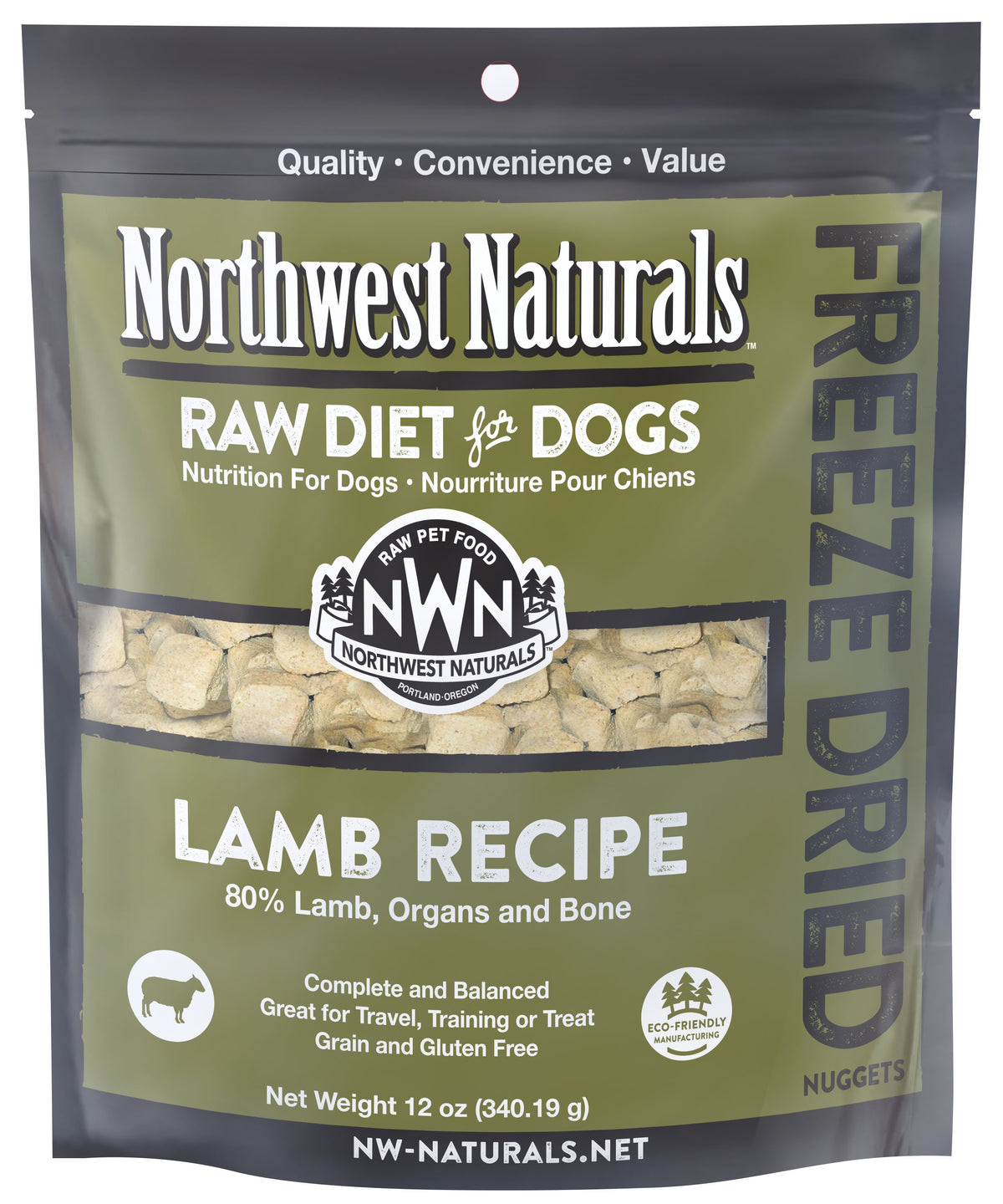 NORTHWEST NATURALS FREEZE DRIED DOG LAMB NUGGETS 12OZ-Four Muddy Paws