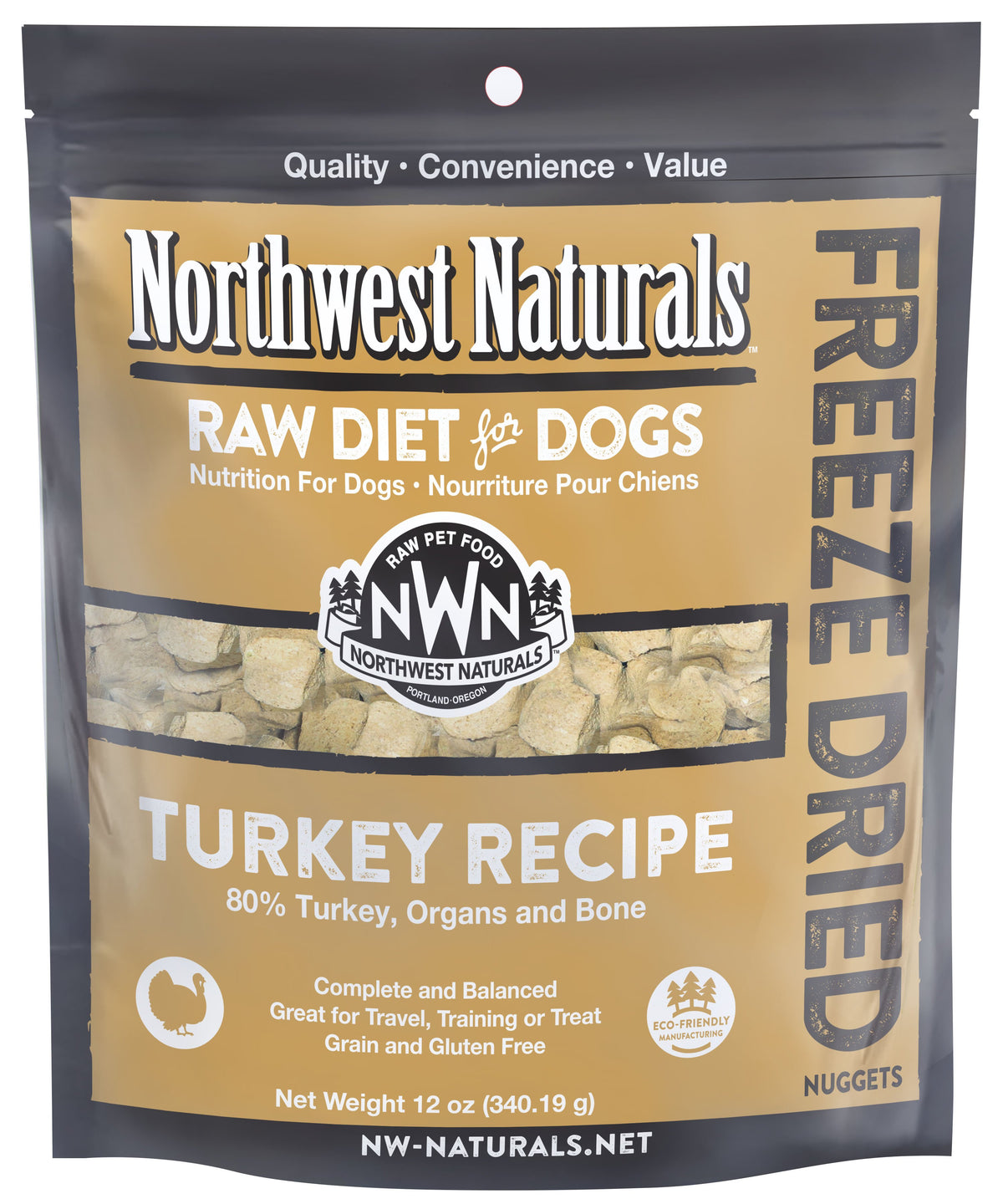 NORTHWEST NATURALS FREEZE DRIED DOG TURKEY NUGGETS 12OZ-Four Muddy Paws