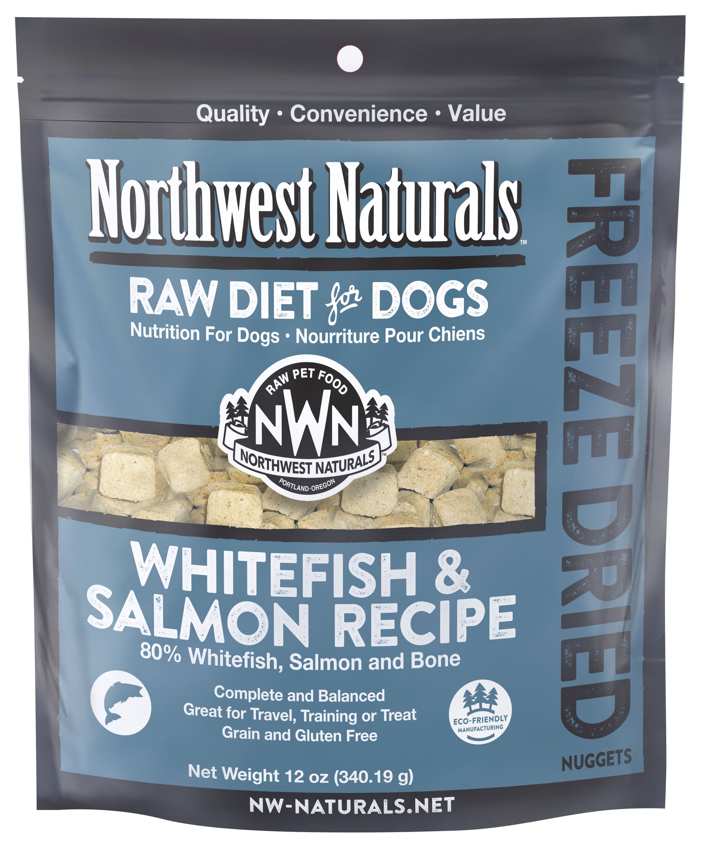 NORTHWEST NATURALS FREEZE DRIED DOG WHITEFISH/SALMON NUGGETS 12OZ-Four Muddy Paws
