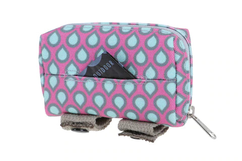 Neoprene Walkie Pouch with Tidy Bags - Luna Pink w/Grey Droplets-Four Muddy Paws