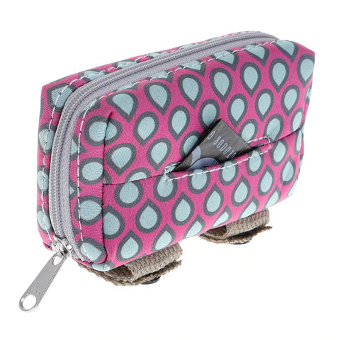Neoprene Walkie Pouch with Tidy Bags - Luna Pink w/Grey Droplets-Four Muddy Paws