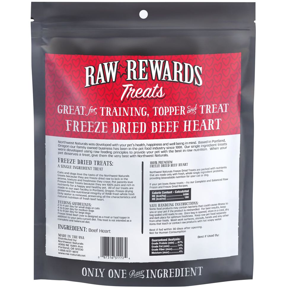 Northwest Naturals Freeze Dried Beef Heart Treats 3oz-Four Muddy Paws