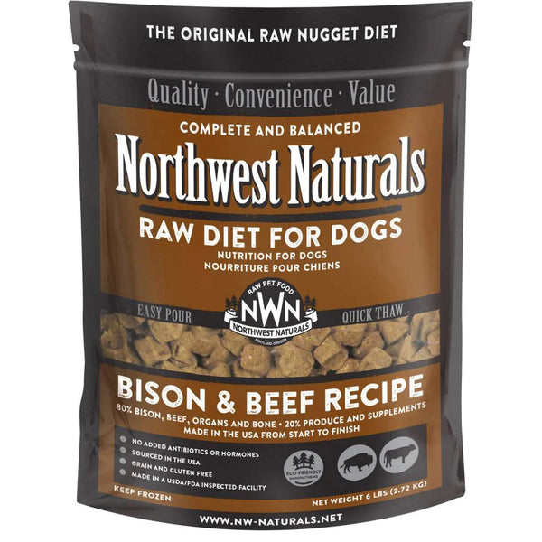 Northwest Naturals Frozen Bison & Beef Nuggets 6LB-Four Muddy Paws