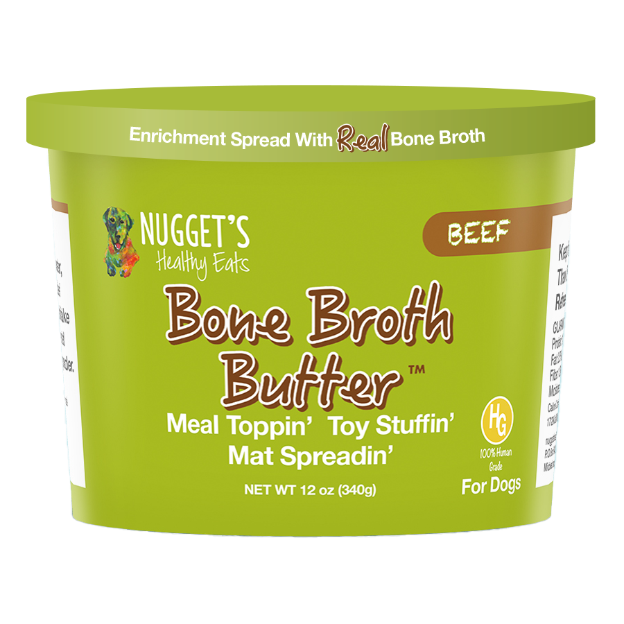 Nugget's Healthy Eats Dog Cat Bone Broth Butter Beef 12oz-Four Muddy Paws