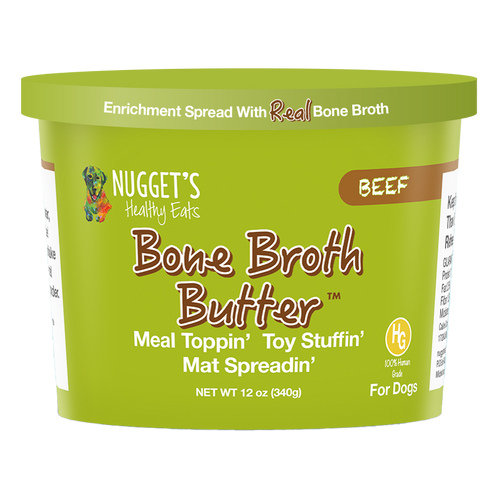 Nugget's Healthy Eats Dog Cat Bone Broth Butter Beef 12oz-Four Muddy Paws