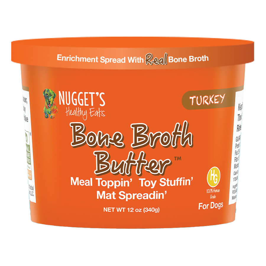 Nugget's Healthy Eats Dog Cat Bone Broth Butter Turkey 12oz-Four Muddy Paws