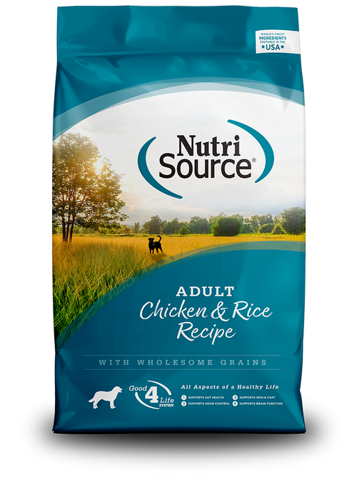 NutriSource Wholesome Grain Adult Chicken & Rice Dog Food 30lb-Four Muddy Paws