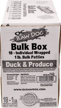 OC Raw Duck & Produce Patty Bulk 18lb-Four Muddy Paws