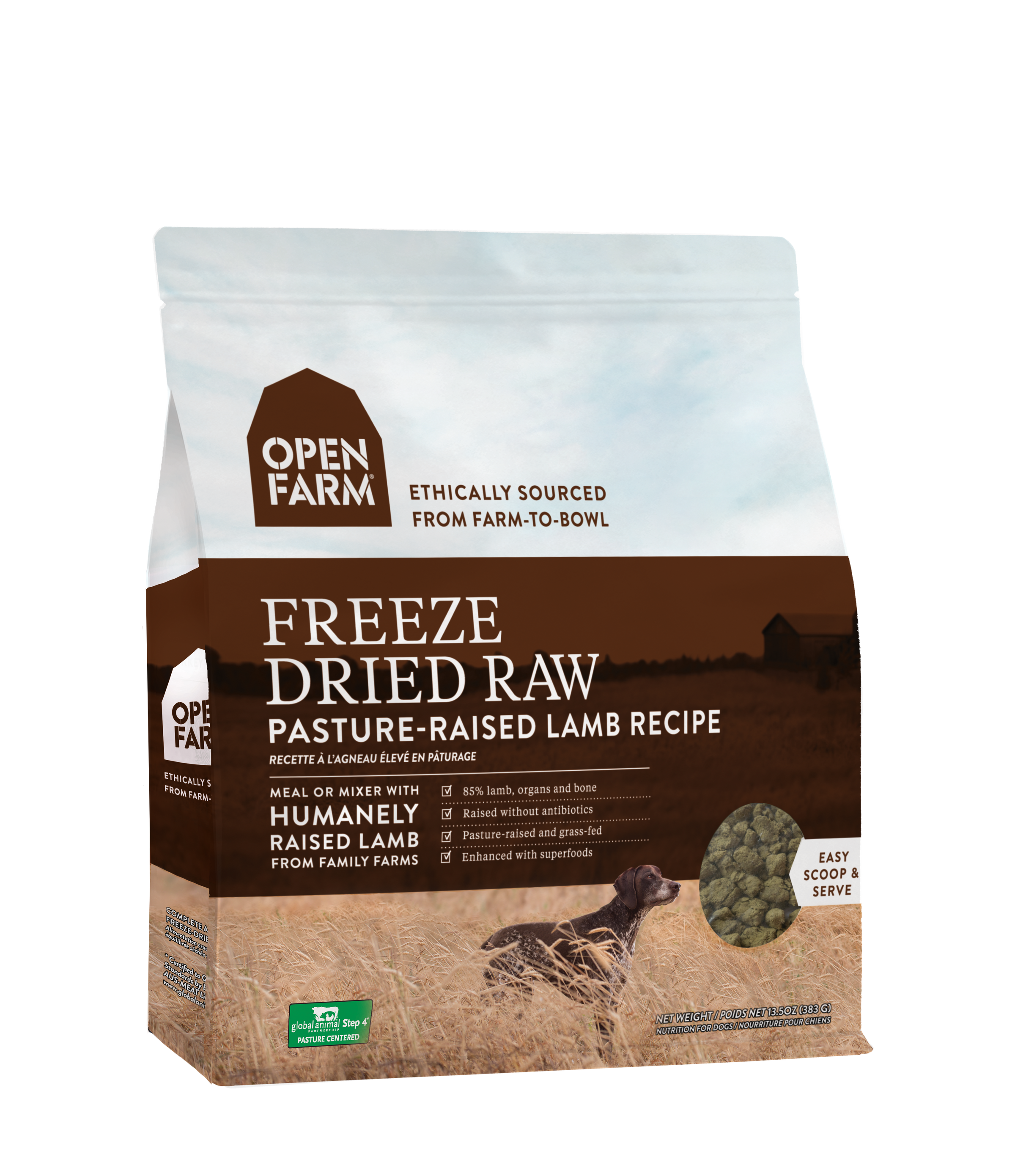 Open Farm Dog Freeze Dried Pasture Raised Lamb 13.5oz-Four Muddy Paws