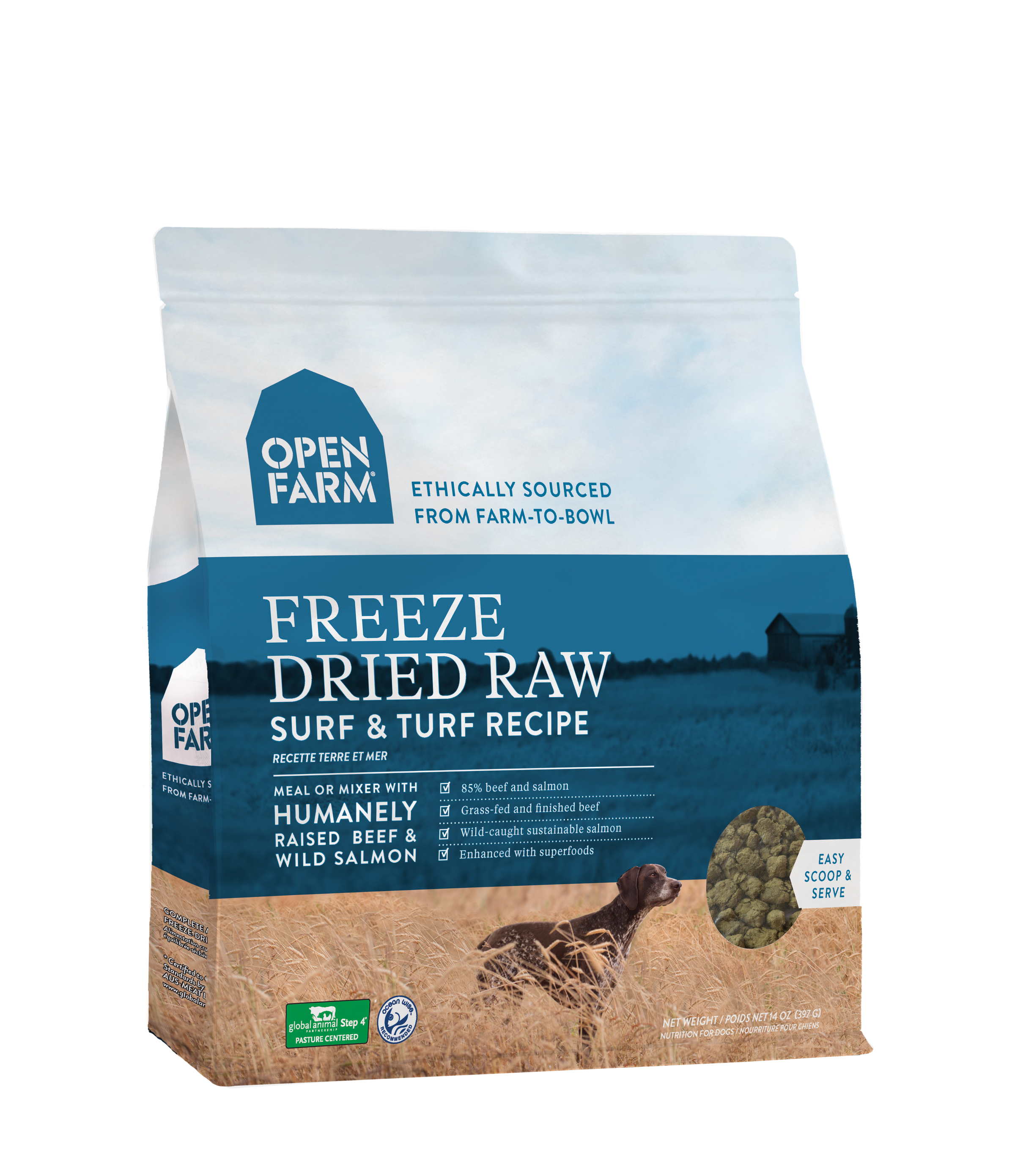 Open Farm Dog Freeze Dried Surf & Turf 13.5oz-Four Muddy Paws