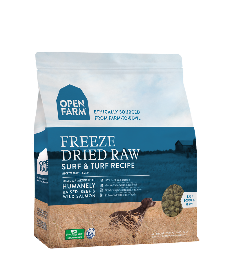 Open Farm Dog Freeze Dried Surf & Turf 13.5oz-Four Muddy Paws