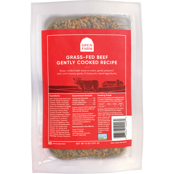 Open Farm Gently Cooked Grass Fed Beef Dog Recipe 8oz-Four Muddy Paws