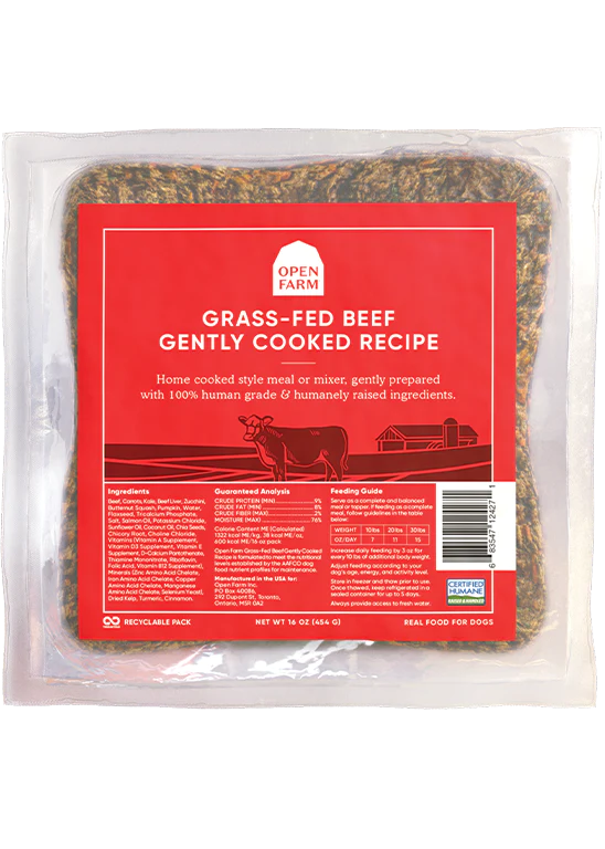 Open Farm Gently Cooked Grass Fed Beef Dog Recipe 96oz-Four Muddy Paws