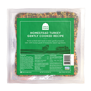 Open Farm Gently Cooked Homestead Turkey Dog Recipe 16oz-Four Muddy Paws