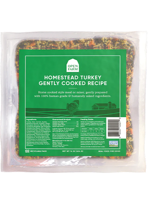 Open Farm Gently Cooked Homestead Turkey Dog Recipe 96oz-Four Muddy Paws
