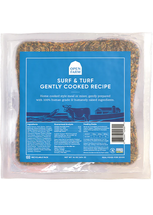 Open Farm Gently Cooked Surf and Turf Dog Recipe 96oz-Four Muddy Paws
