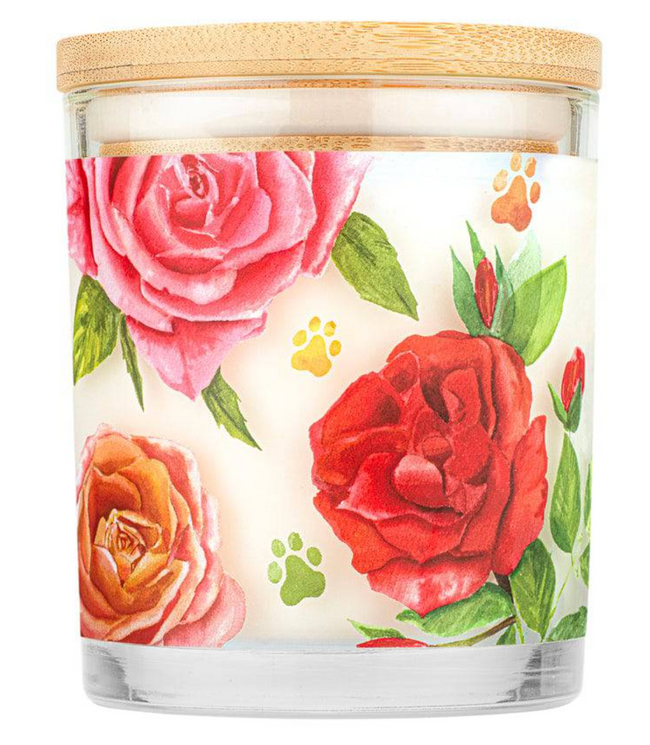 Pet House Candle Fresh Cut Roses 9oz Jar-Four Muddy Paws