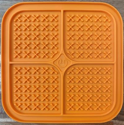 Pet Zone Boredom Busters Indulge Orange XL Slow Feeder Licking Mat XL-Four Muddy Paws