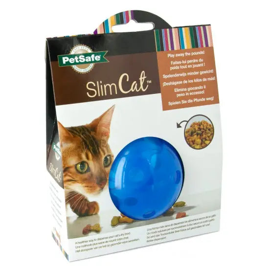 PetSafe SlimCat Interactive Feeder Cat Toy Blue-Four Muddy Paws