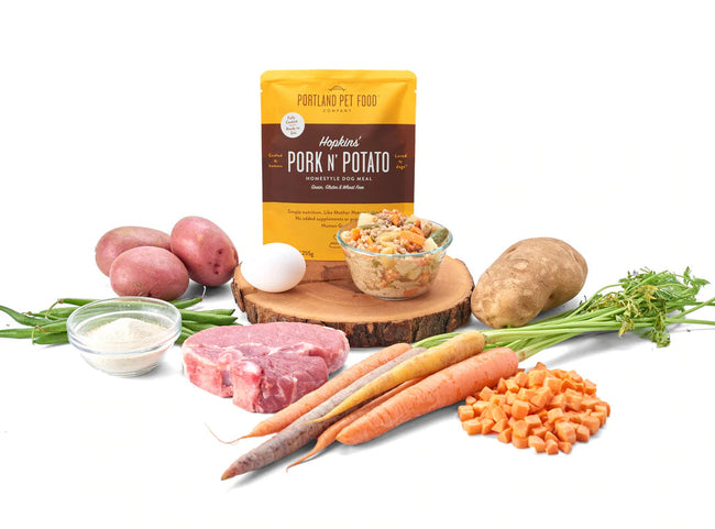 Portland Pet Food Hopkins Pork N' Potato Meal Pouch 9oz-Four Muddy Paws