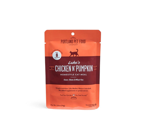 Portland Pet Food Luke's Chicken N' Pumpkin Homestyle Cat Meal 2.6oz-Four Muddy Paws