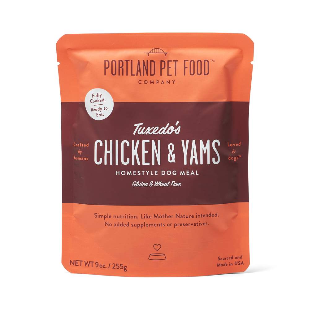 Portland Pet Food Tuxedo's Chicken & Yam Meal Pouch 9oz-Four Muddy Paws