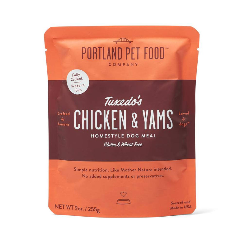 Portland Pet Food Tuxedo's Chicken & Yam Meal Pouch 9oz-Four Muddy Paws