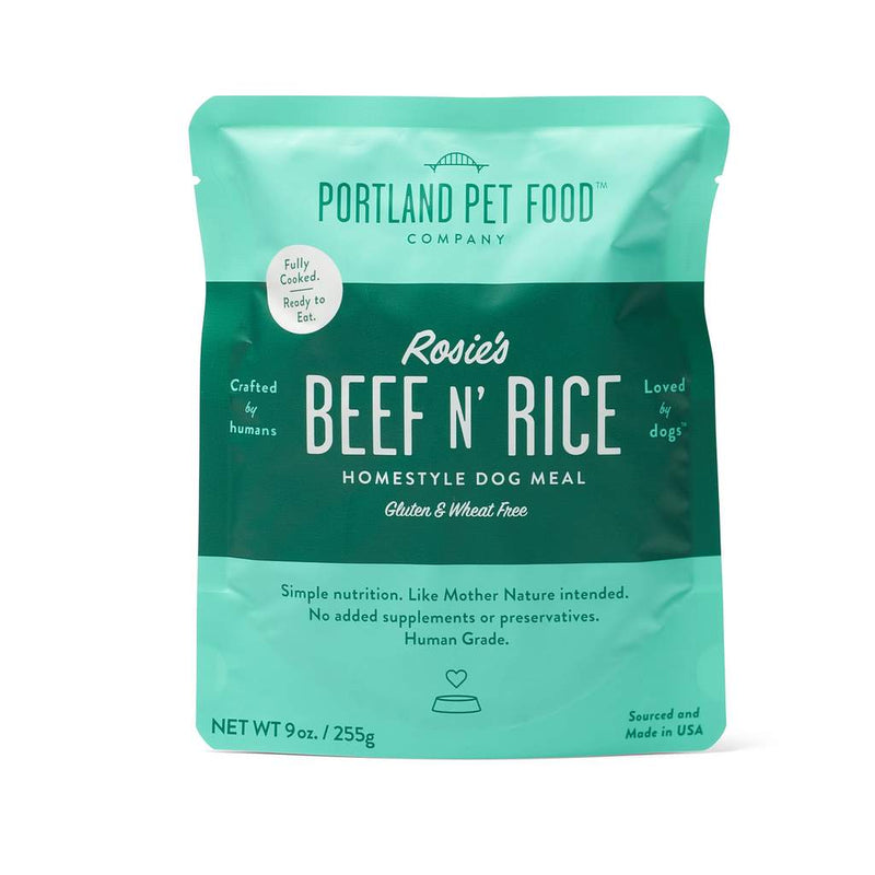 Portland Pet Food Wally's Rosie's Beef N' Rice Meal Pouch 9oz-Four Muddy Paws