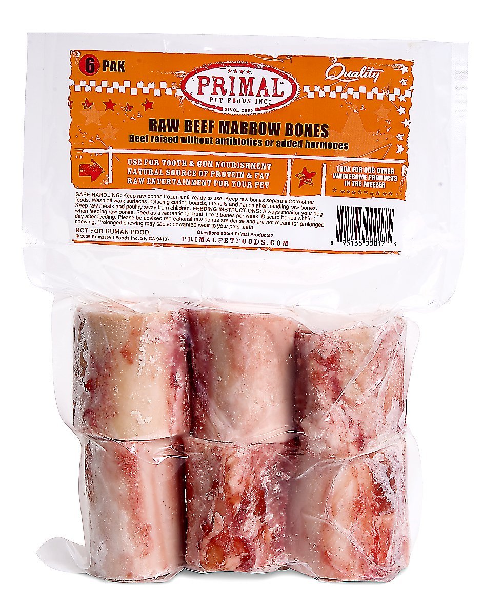 Primal 2" Beef Marrow Bone 6 pack-Four Muddy Paws