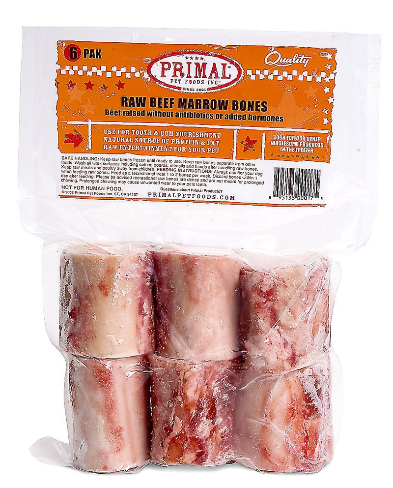 Primal 2" Beef Marrow Bone 6 pack-Four Muddy Paws