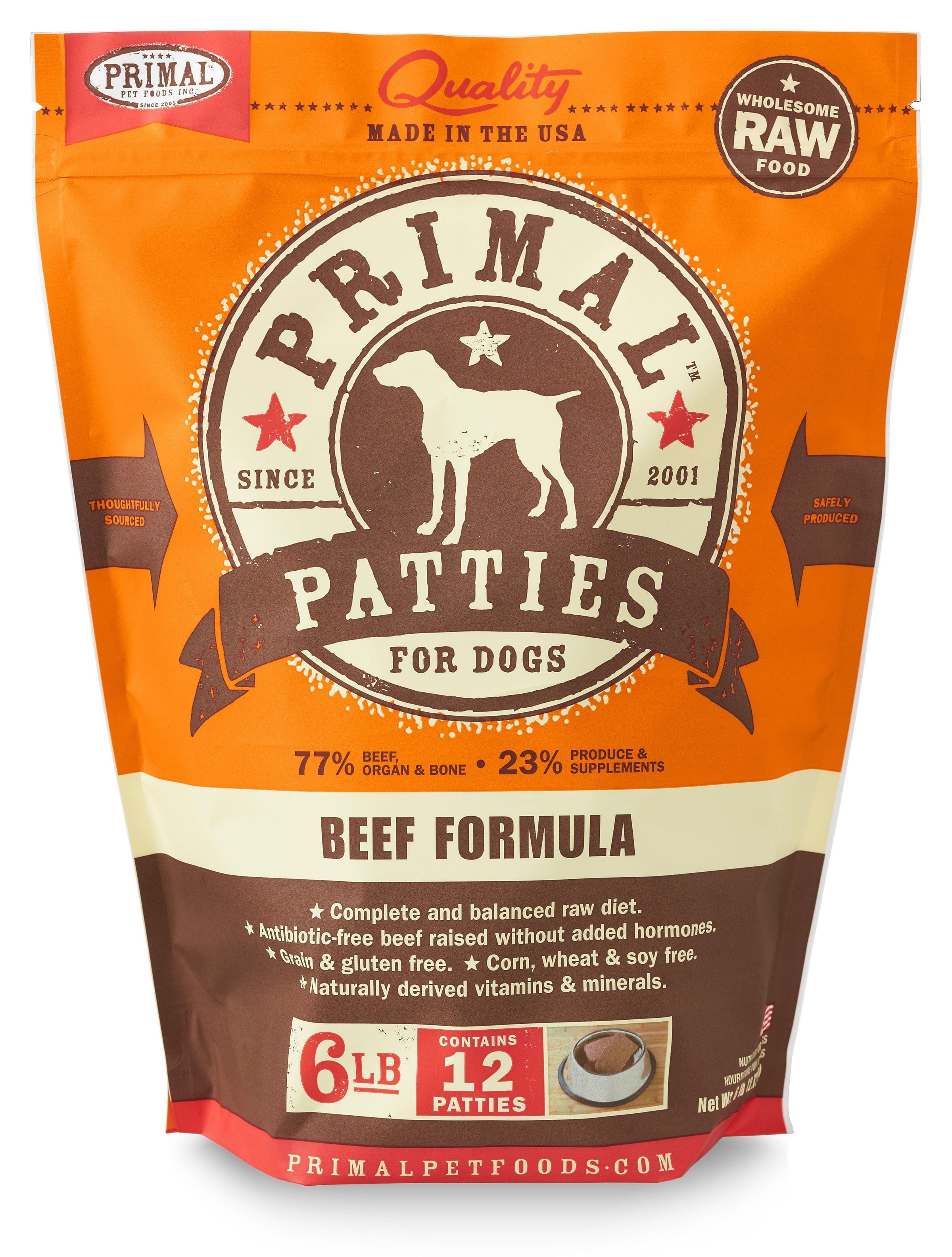 Primal Beef Patty 6lb-Four Muddy Paws