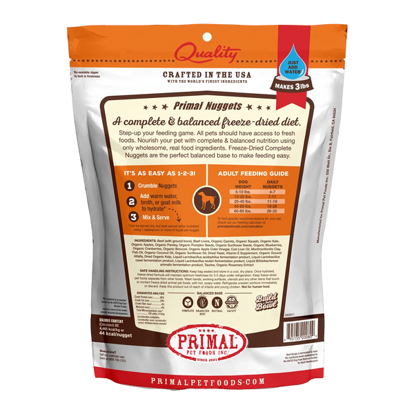 Primal Canine Freeze Dry Beef Nuggets 14oz-Four Muddy Paws