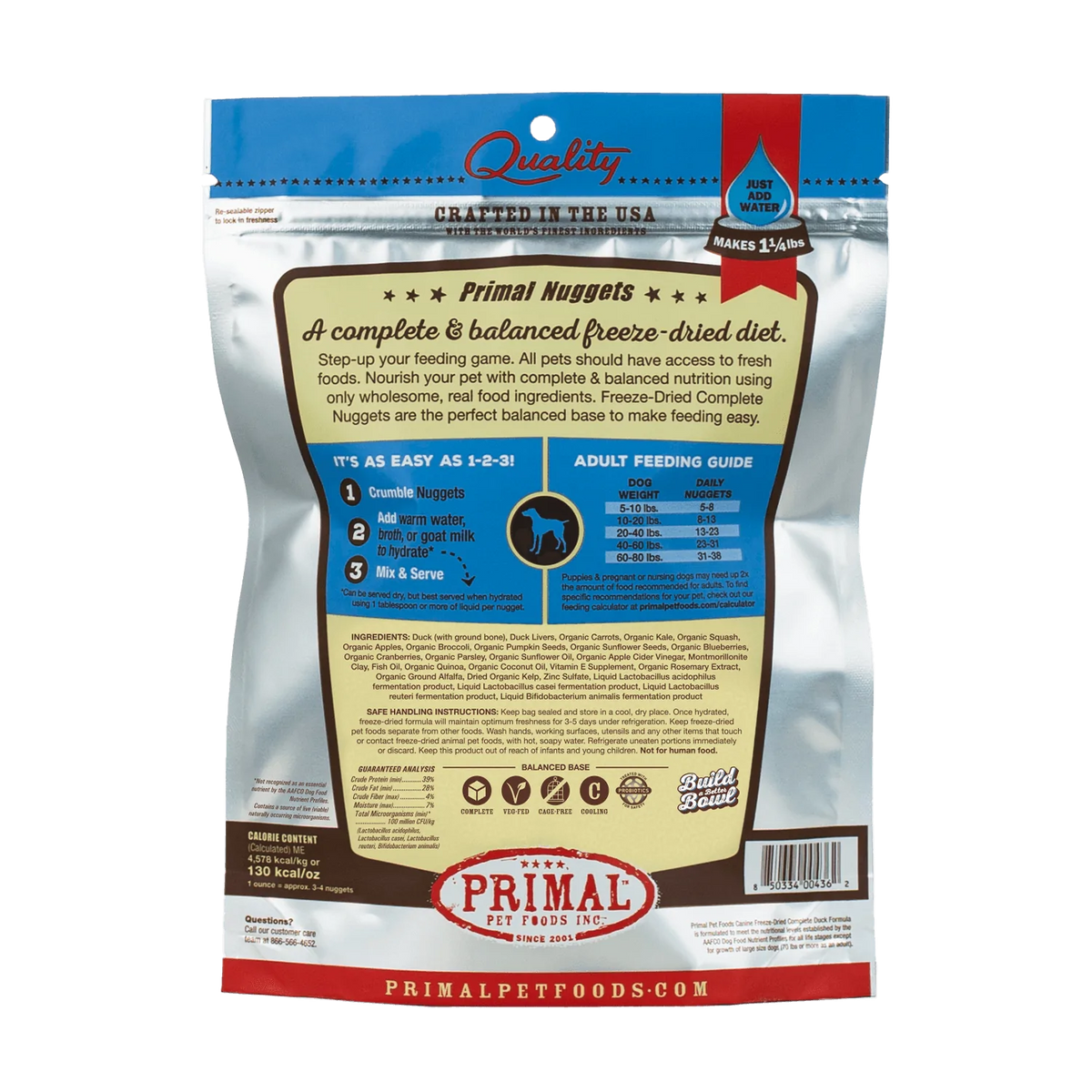 Primal Canine Freeze Dry Duck Nuggets 14oz-Four Muddy Paws