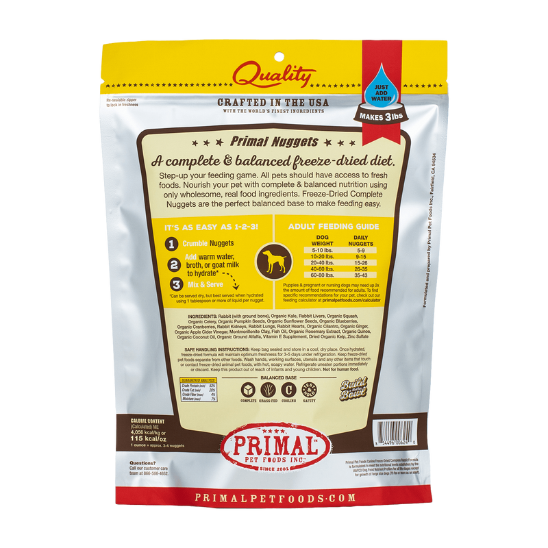 Primal Canine Freeze Dry Rabbit Nuggets 14oz-Four Muddy Paws
