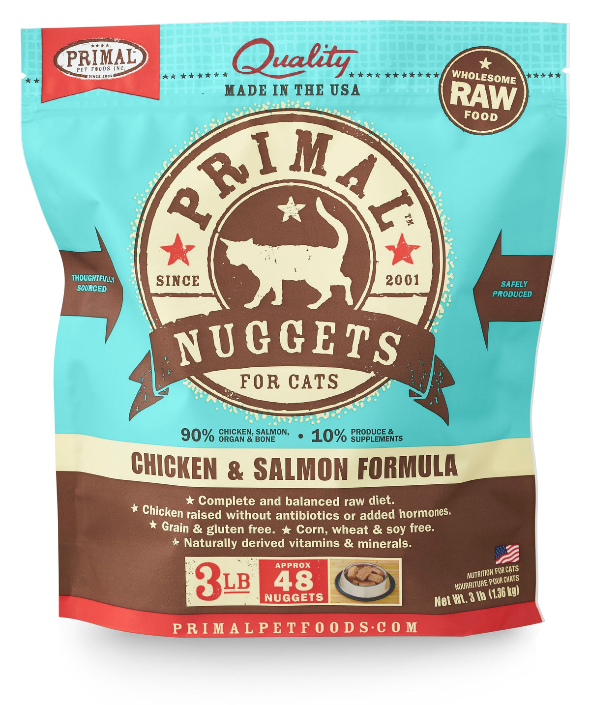 Primal Cat Chicken-Salmon Nuggets 3lb-Four Muddy Paws