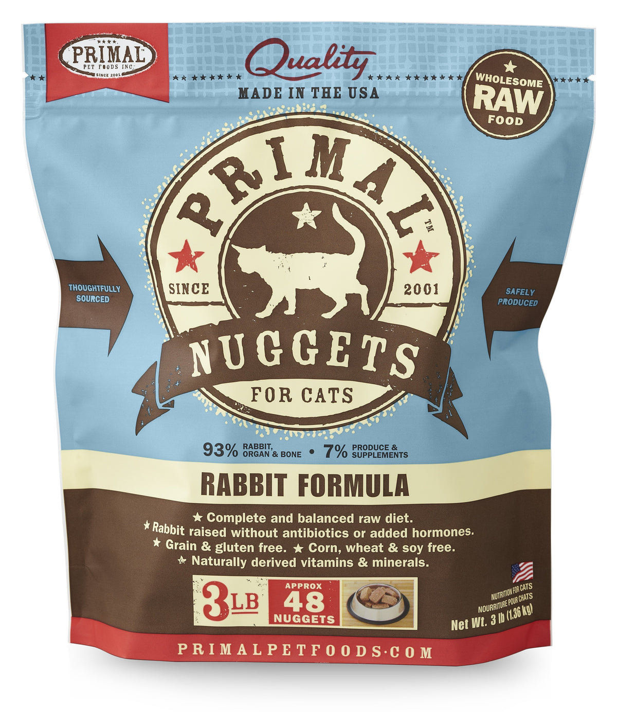 Primal Cat Rabbit Nuggets 3lb-Four Muddy Paws